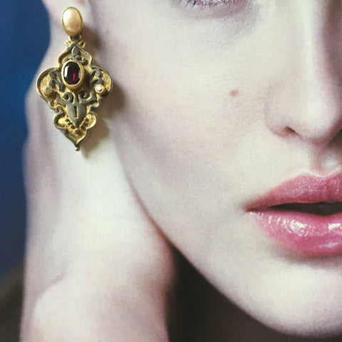 Garnet and pearl earrings