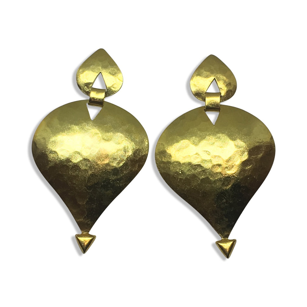 Gold and silver hammered hand made earrings