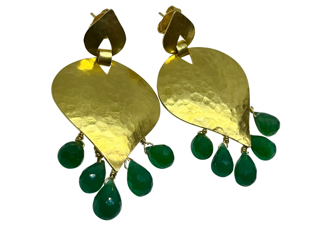 Green onyx tear drop earrings