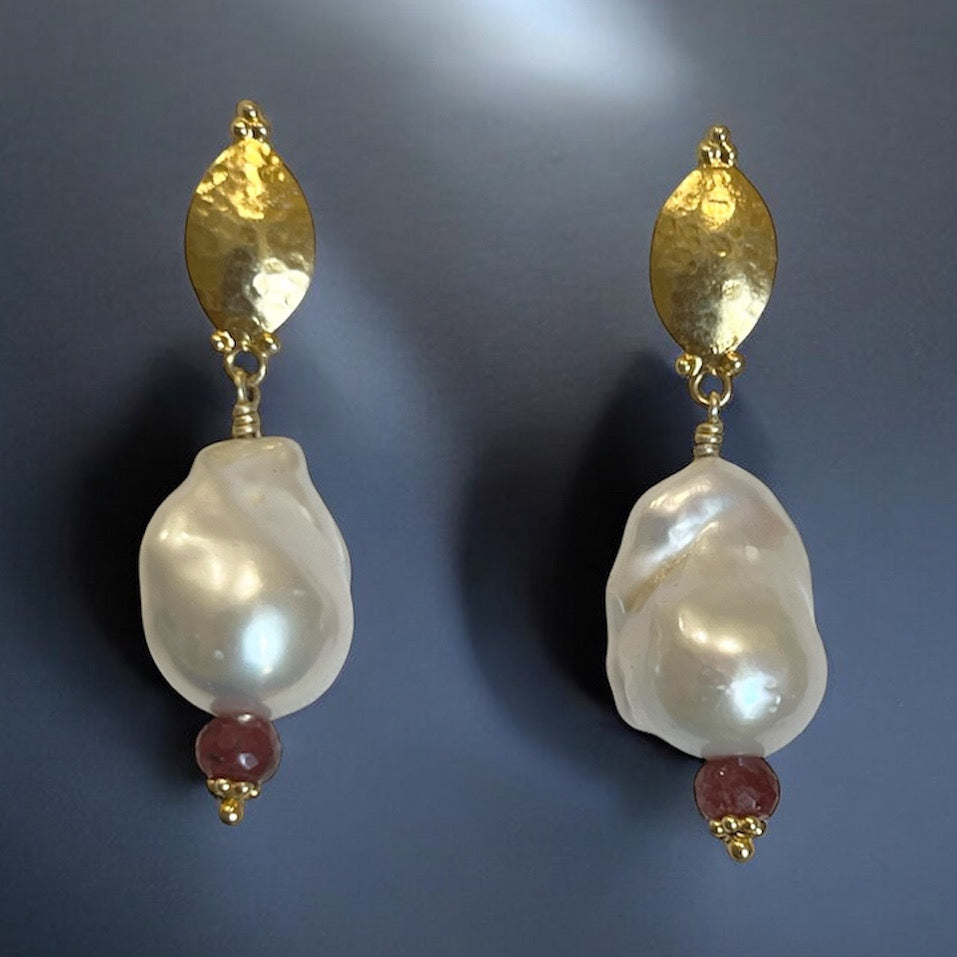 Baroque pearl and ruby earringsearrings
