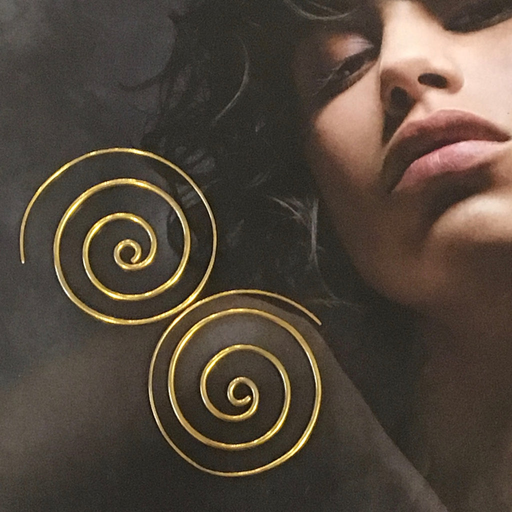 Gold spiral hoops