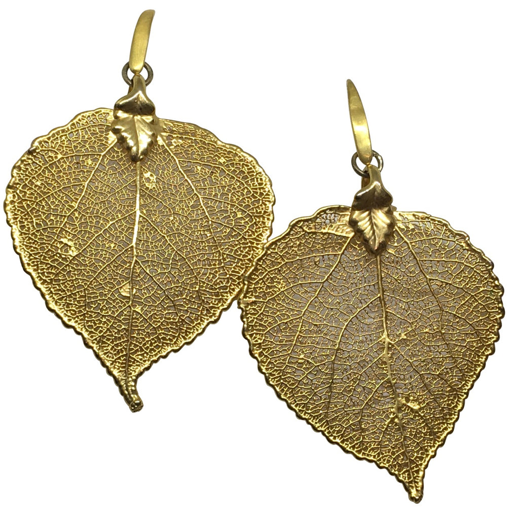 Gold plated leaf earrings