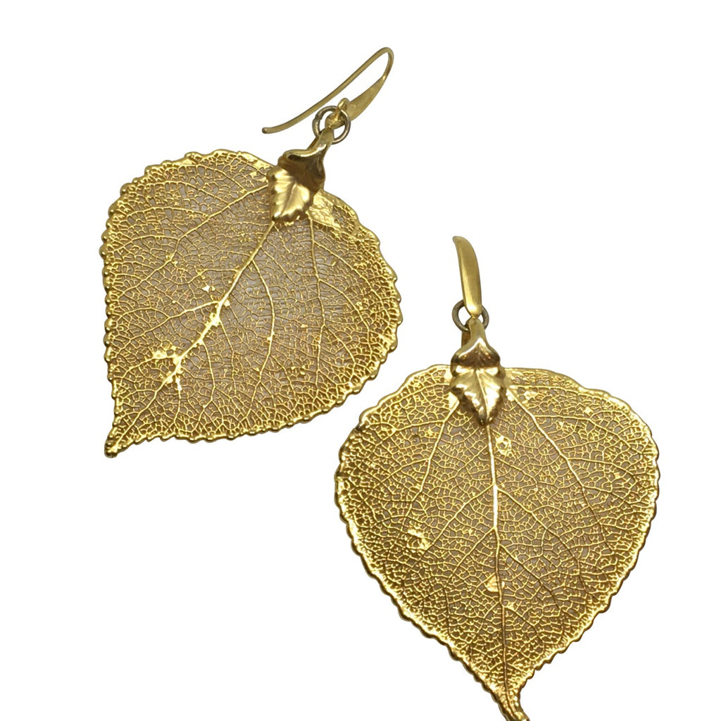 Gold plated leaf earrings