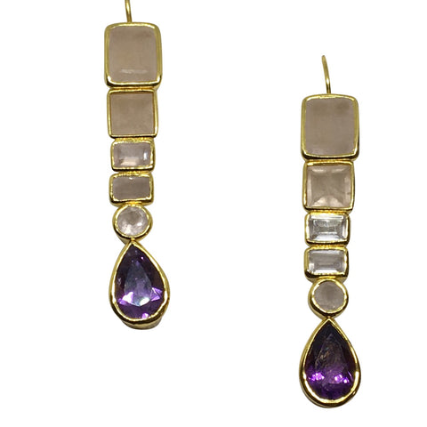 Rose quartz and amethyst earrings
