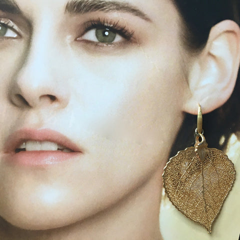 Gold plated leaf earrings