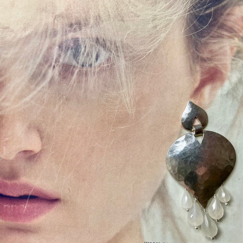 Moonstone tear drop silver earrings.