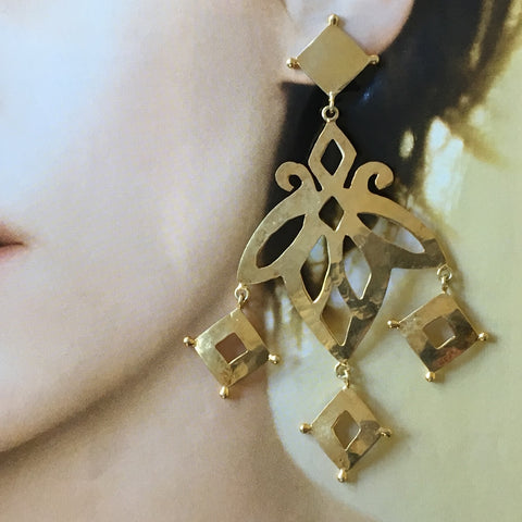 Corfu hammered cutout gold earrings