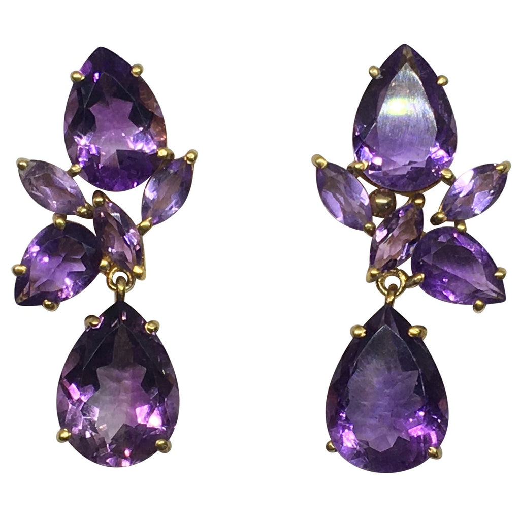 Amethyst pear and marquise earrings
