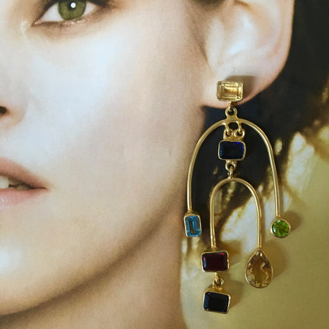 Citrine gem and shape earrings