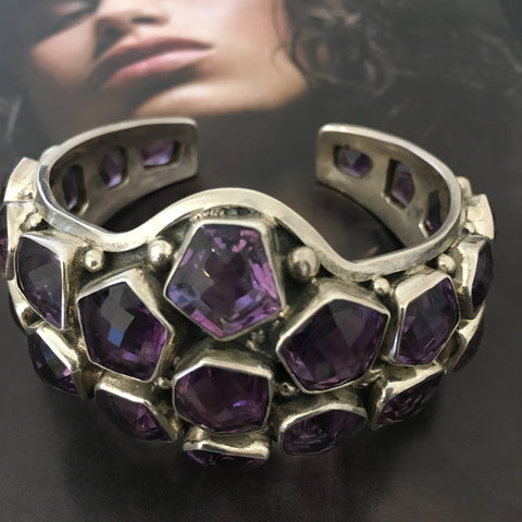 Amethyst checker cut cuff