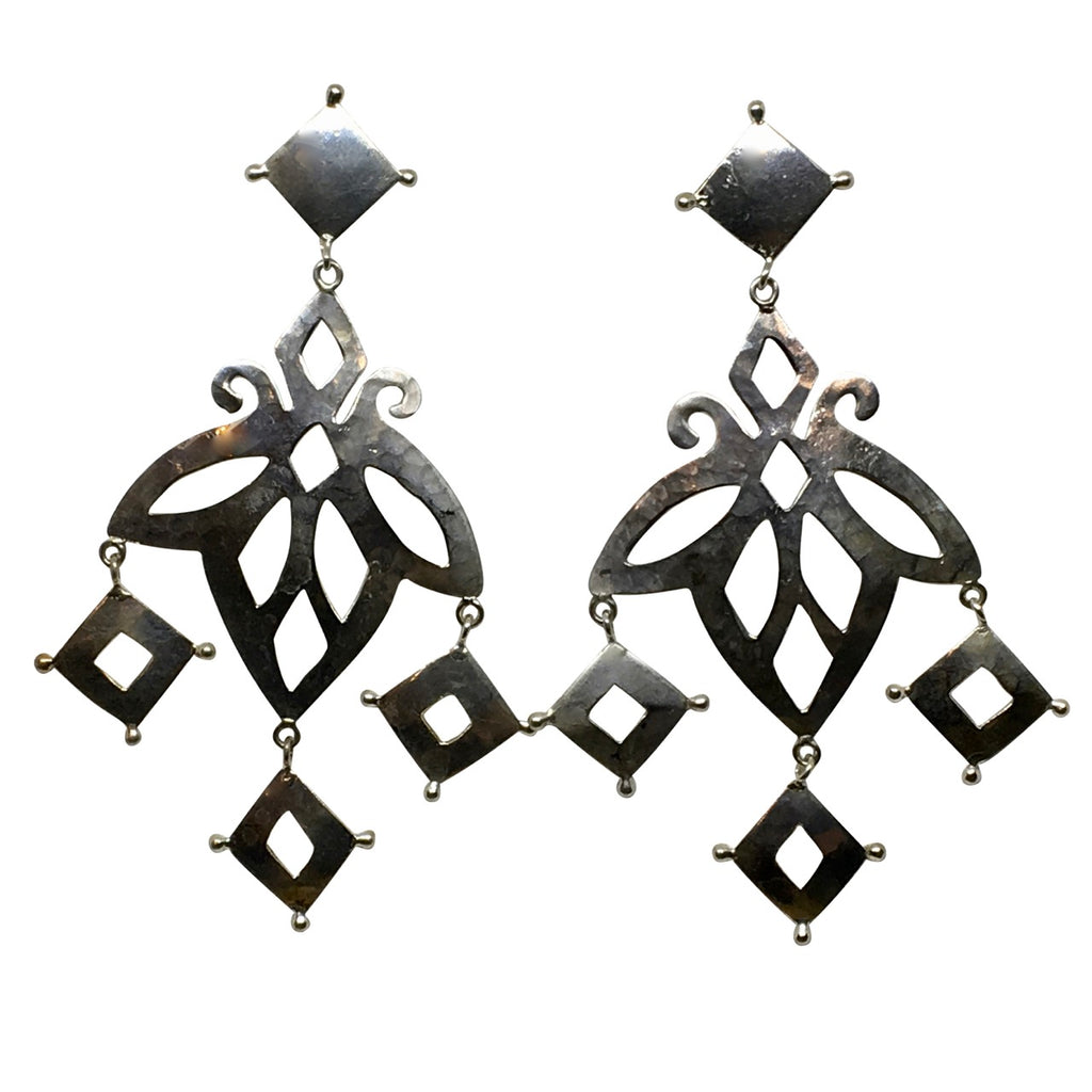 Corfu hammered cut out silver earrings
