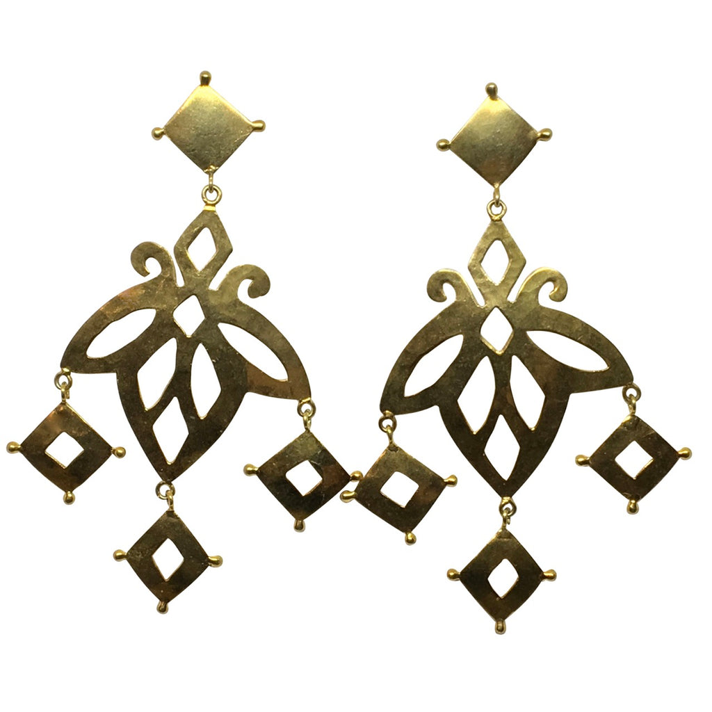 Corfu hammered cutout gold earrings