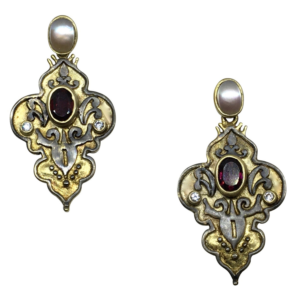 Garnet and pearl earrings