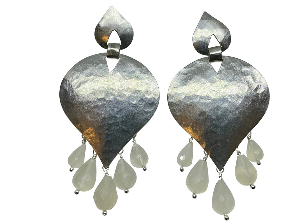 Moonstone tear drop silver earrings.