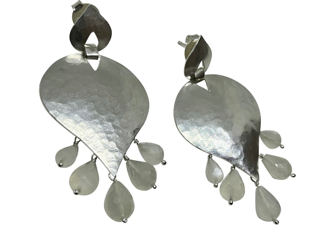 Moonstone tear drop silver earrings.